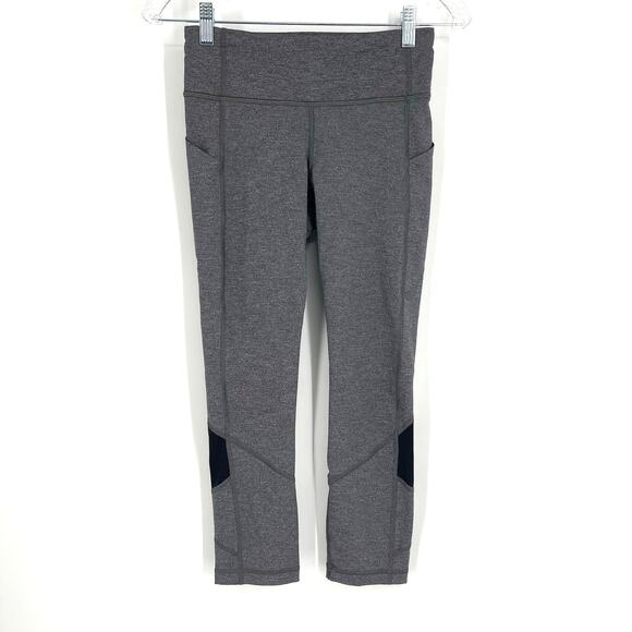 Lululemon Pace Rival Crop 22" Leggings Heathered Black Size 4 - Picture 1 of 9
